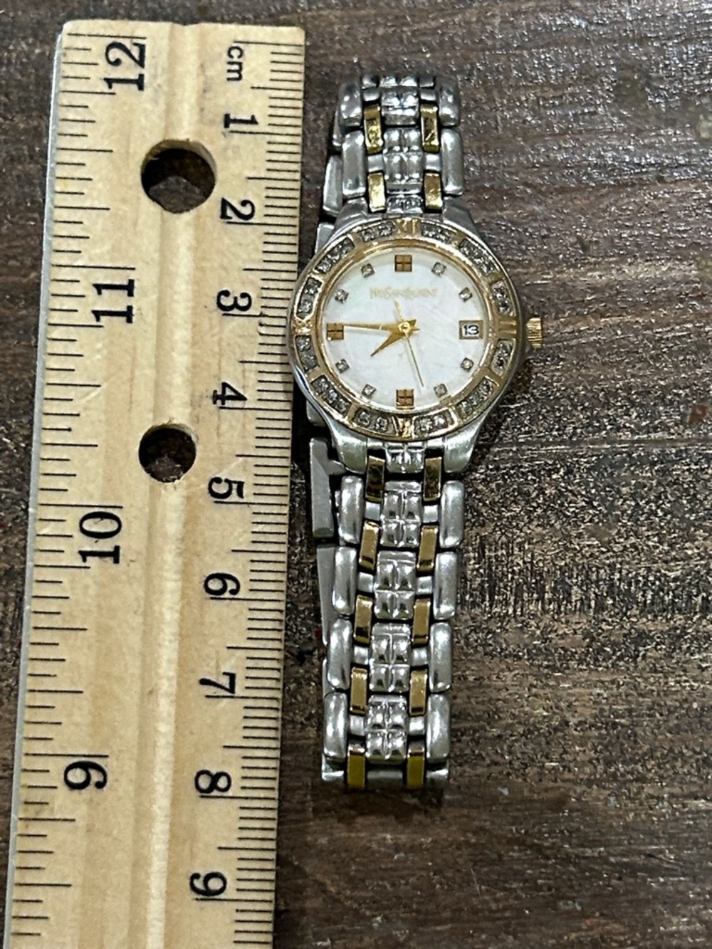 Yves Saint Laurent Two-Tone Gold & Silver Women's Bracelet Watch - Picture 5 of 6